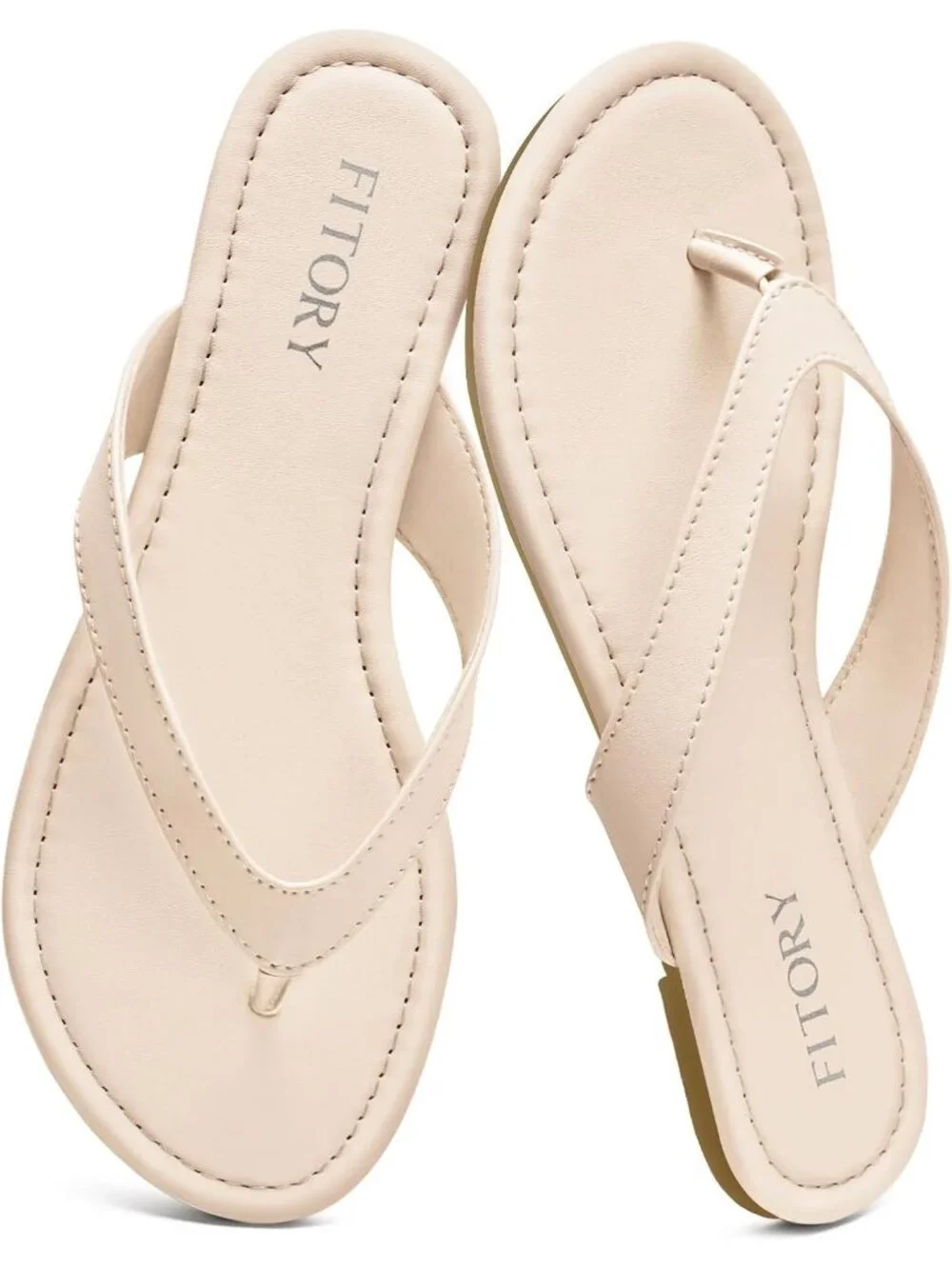 Women's Beige Casual Flip Flops Comfortable Thong Walking Slide Summer Beach